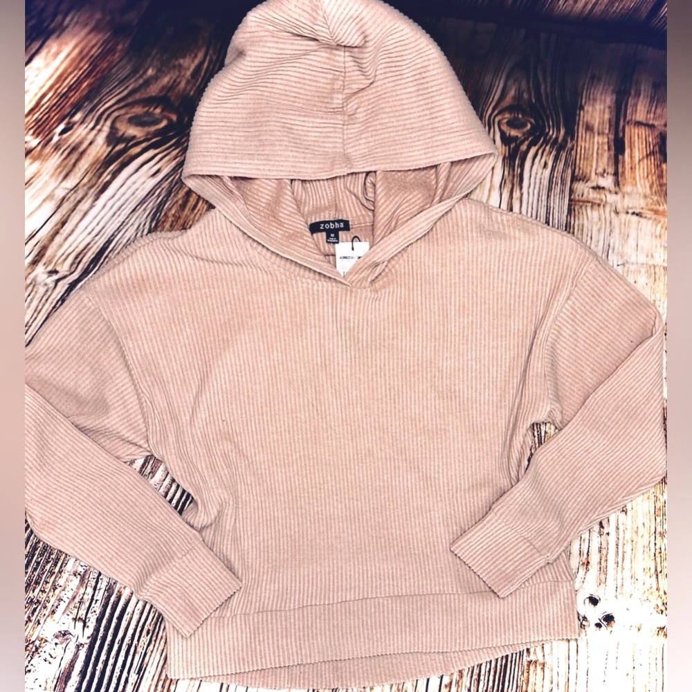 ZOBHA || Jessi Ribbed Hoodie in Heather Pale Mauve - SZ Medium 🩷NEW WITH TAGS🩷